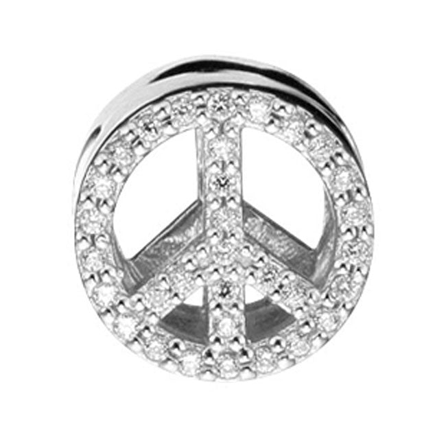STORY by Kranz & Ziegler Sterling Silver with Clear CZ Peace Button-339340 RETIRED LIMITED QUANTITIES!