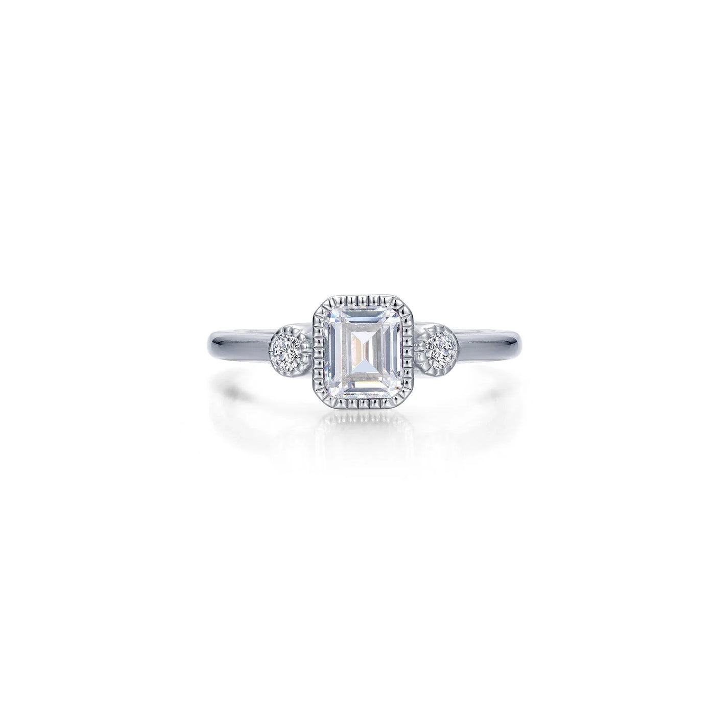 Simulated Emerald-Cut Diamond April Birthstone Ring