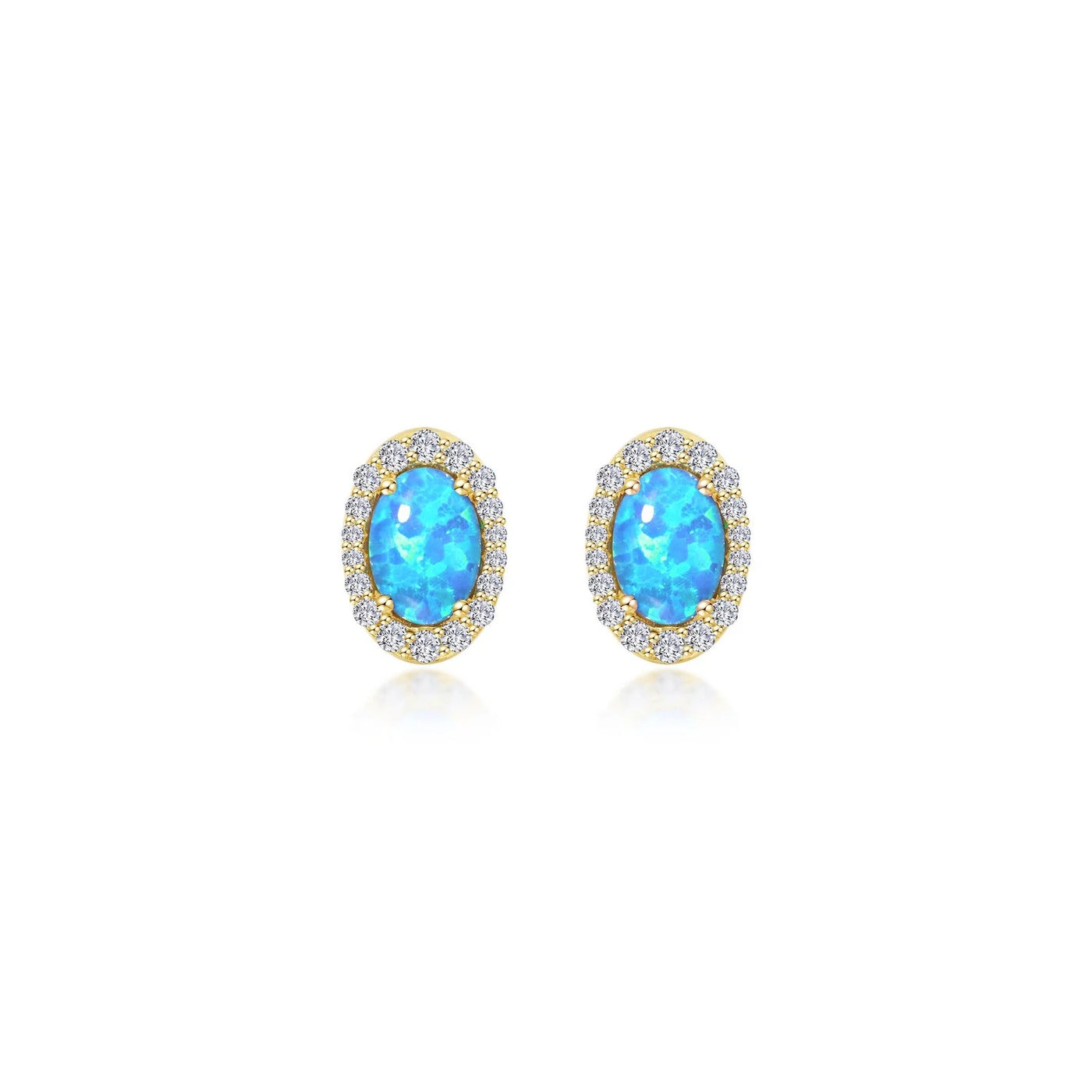 Vintage Inspired Blue Opal Halo Earrings