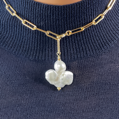 Baroque Pearl on 14KTGF "Y" Chain Necklace