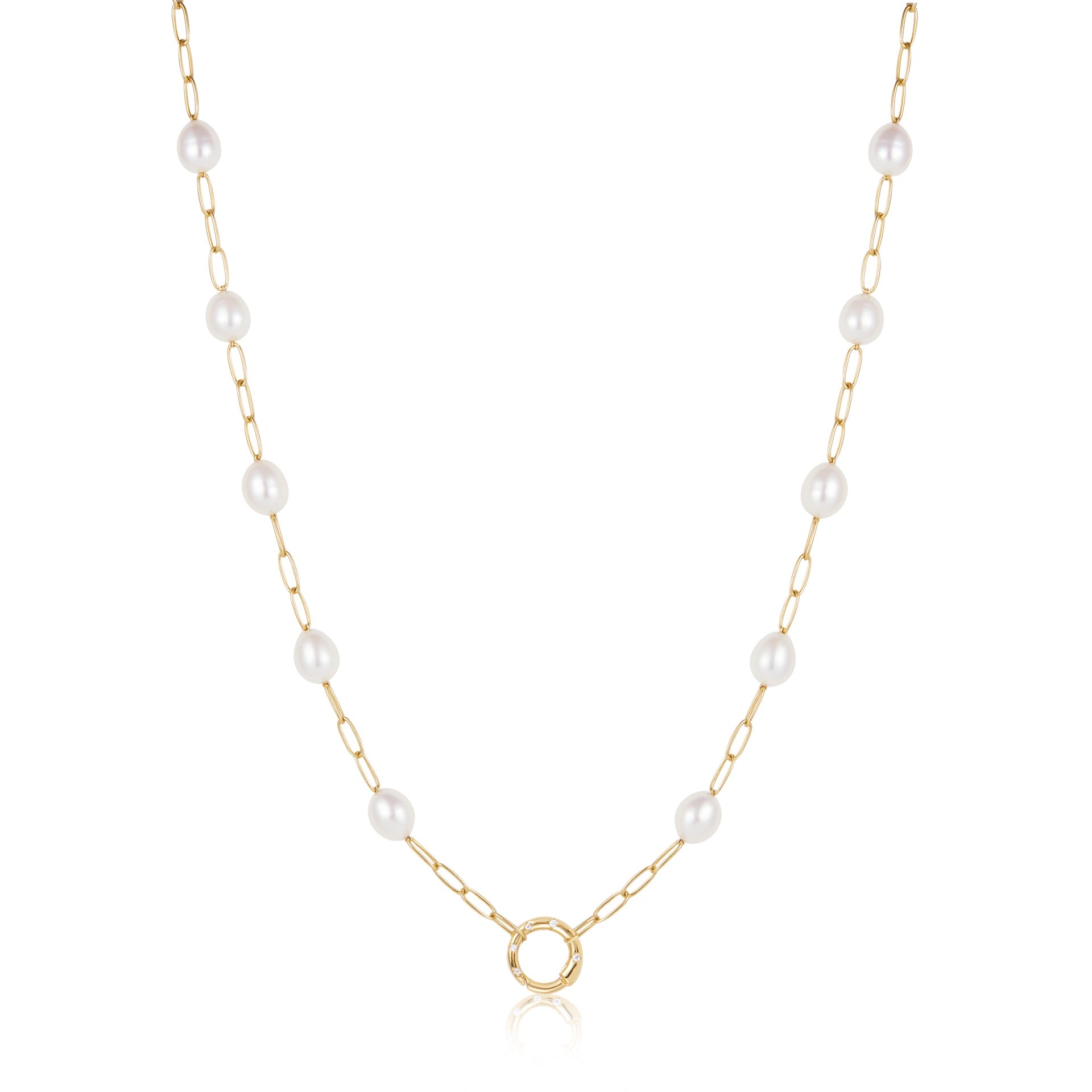 GOLD PEARL CHAIN CHARM NECKLACE