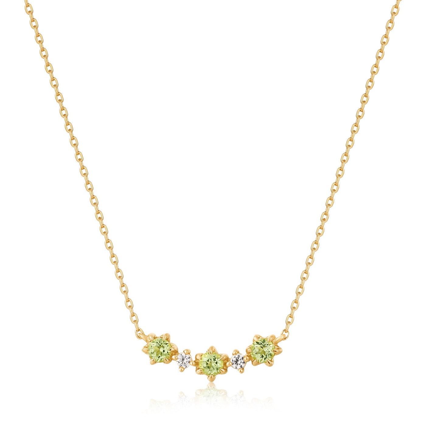 14kt Gold Peridot & White Sapphire Necklace