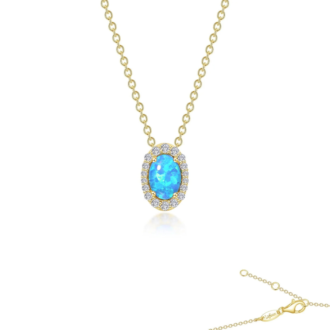 Vintage Inspired Blue Opal Halo Necklace
