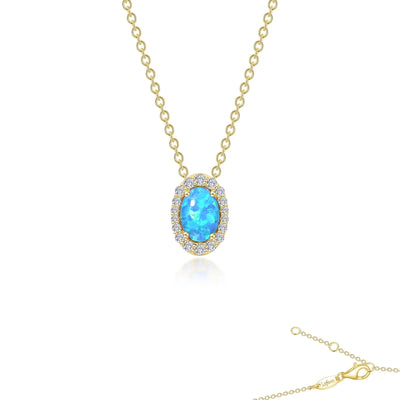Vintage Inspired Blue Opal Halo Necklace