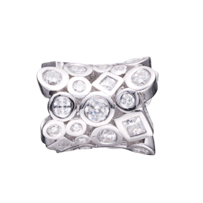 STORY by Kranz & Ziegler Sterling Silver with Clear CZ Pattern Button-342175