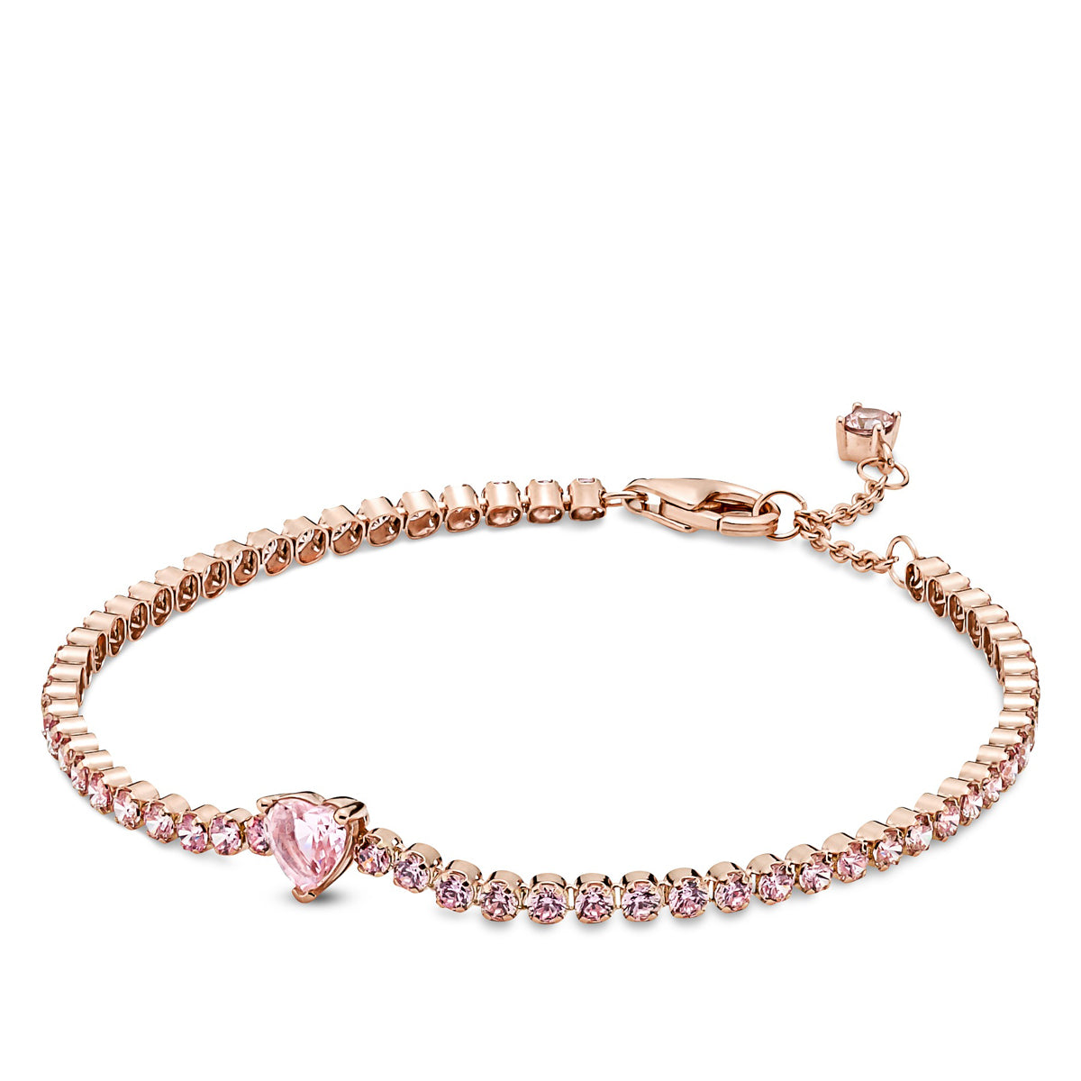 Pandora Sparkling Pink Heart Tennis Bracelet – Pancharmbracelets
