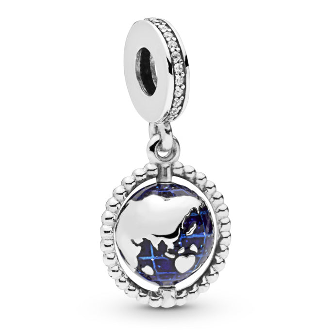 New PANDORA outlet Spinning Globe Blue Planet Dangle Charm Pendant