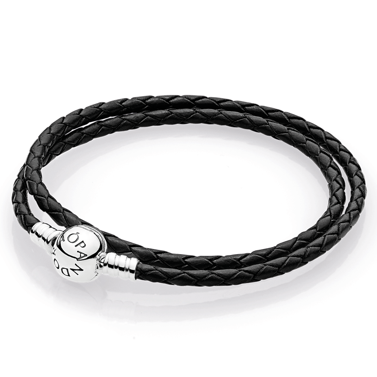 Pandora Black Braided Double-Leather Charm Bracelet