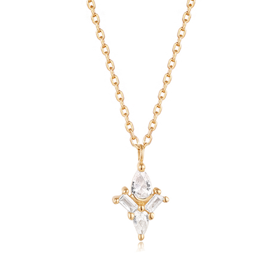 AURORA | Pear and Baguette White Sapphire Necklace