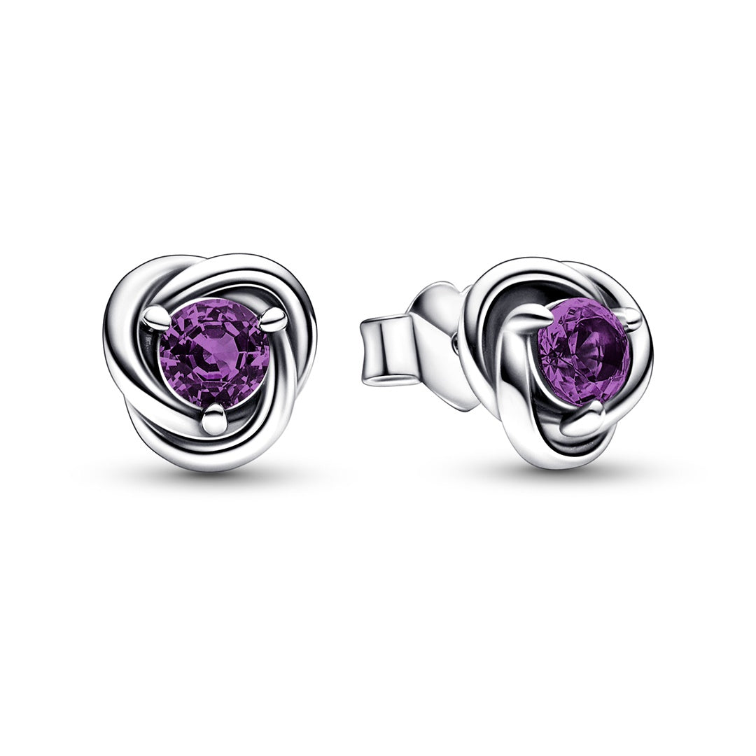 February Pandora Purple Eternity Circle Stud Earrings