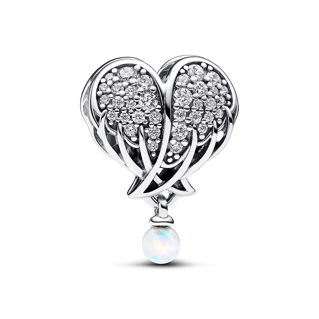 2024 Genuine Pandora Heart & Angel Wings Dangle Charm