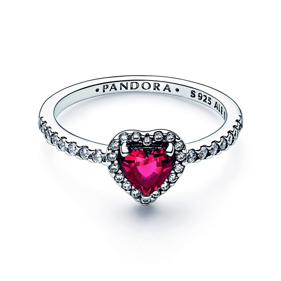 Pandora Elevated Red Heart Ring Sterling Silver / 7.5