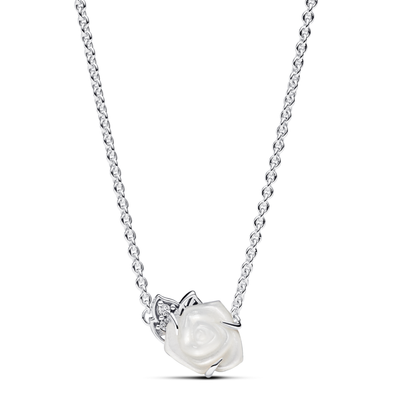 Pandora White Rose in Bloom Collier Necklace