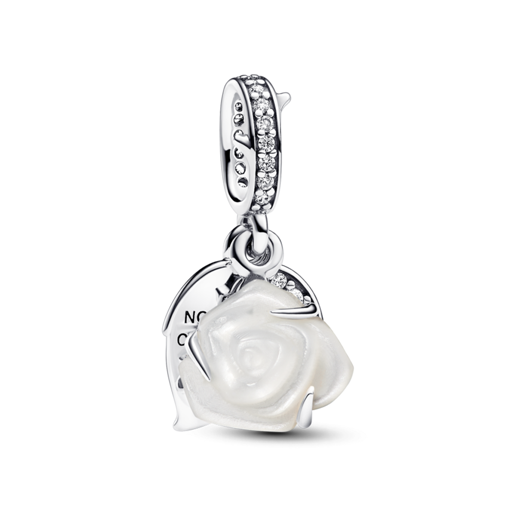 Pandora チャーム　White Rose in Bloom Pandora White Rose in Bloom Double Dangle Charm – Pancharmbracelets