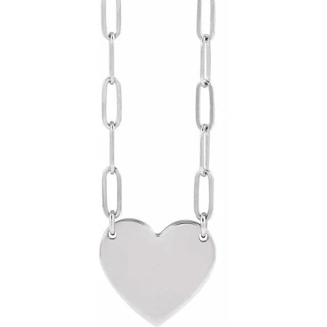 Sterling Silver Engravable Heart 18" Necklace
