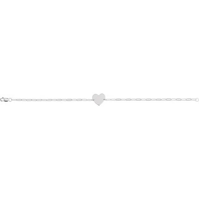 Sterling Silver Engravable Heart 7" Bracelet