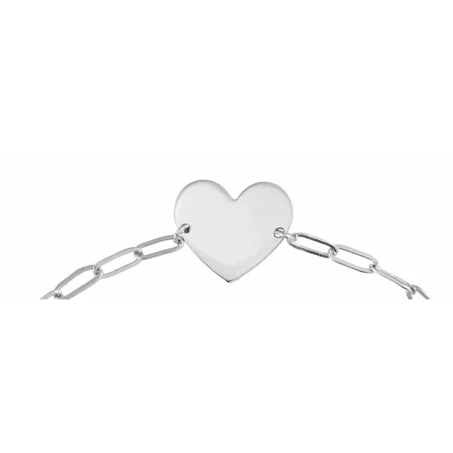 Sterling Silver Engravable Heart 7" Bracelet