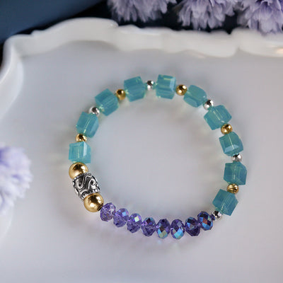 Swarovski Crystal Elements - Tanzanite & Blue Opal Stretch Bracelet