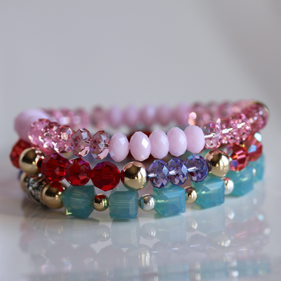 Swarovski Crystal Elements - Pink Stretch Bracelet