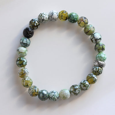 6mm Dragon Vein Agate  Stretch Bracelet