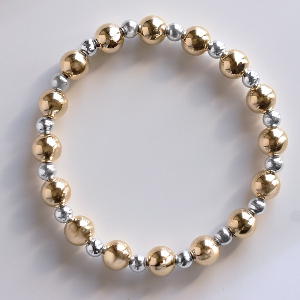 Alternating Mixed-Metal Stretch Bracelet