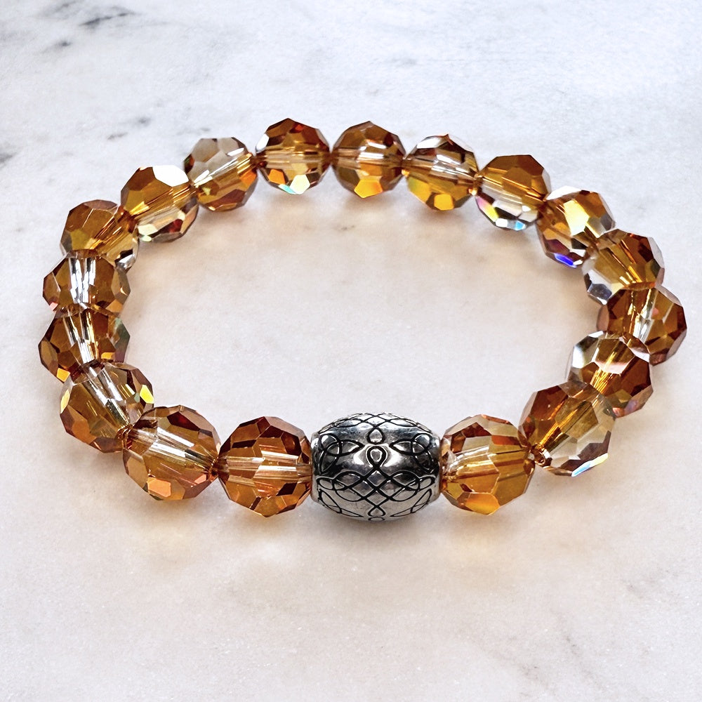 Swarovski Crystal Elements - 10 mm Light Montana Stretch Bracelet