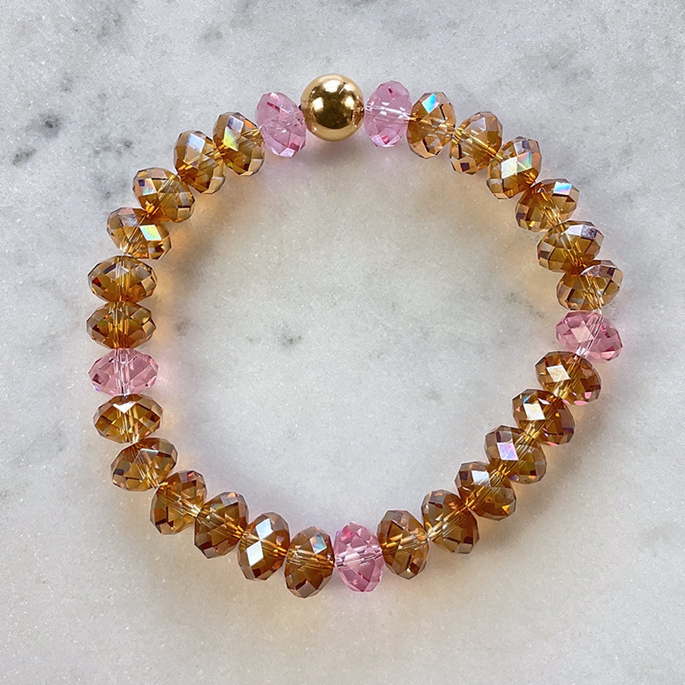 Swarovski Crystal Elements - Light Montana  & Pink Stretch Bracelet