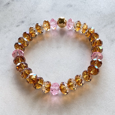 Swarovski Crystal Elements - Light Montana  & Pink Stretch Bracelet