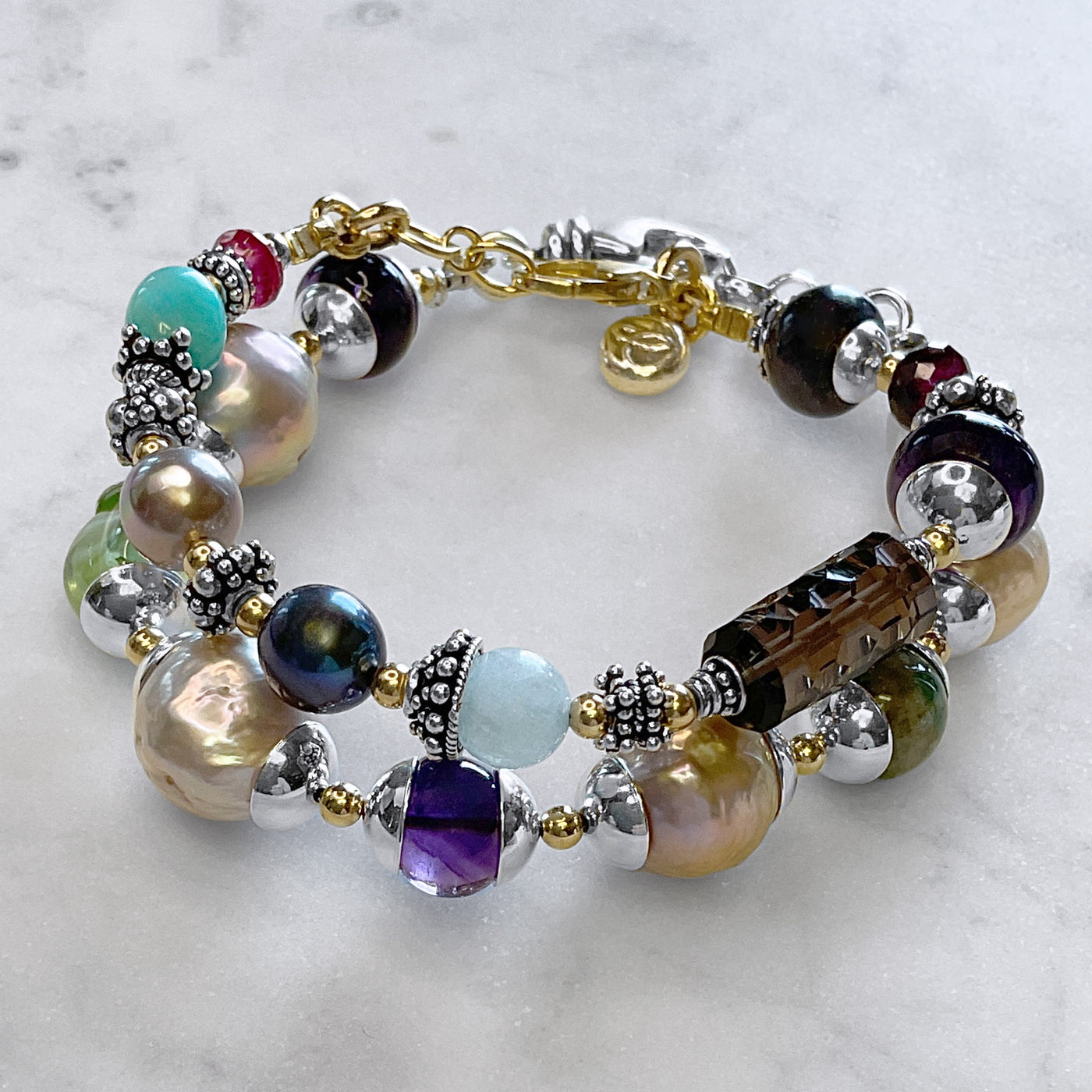 Fireball Pearls & Gemstones Bracelet