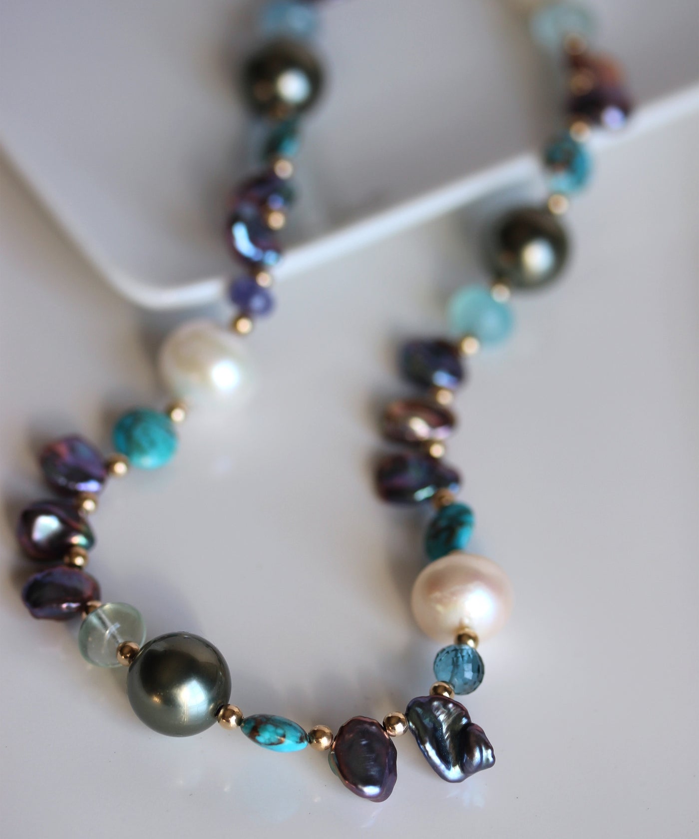 Keishi Peacock Pearl & Multi-Gemstone Necklace