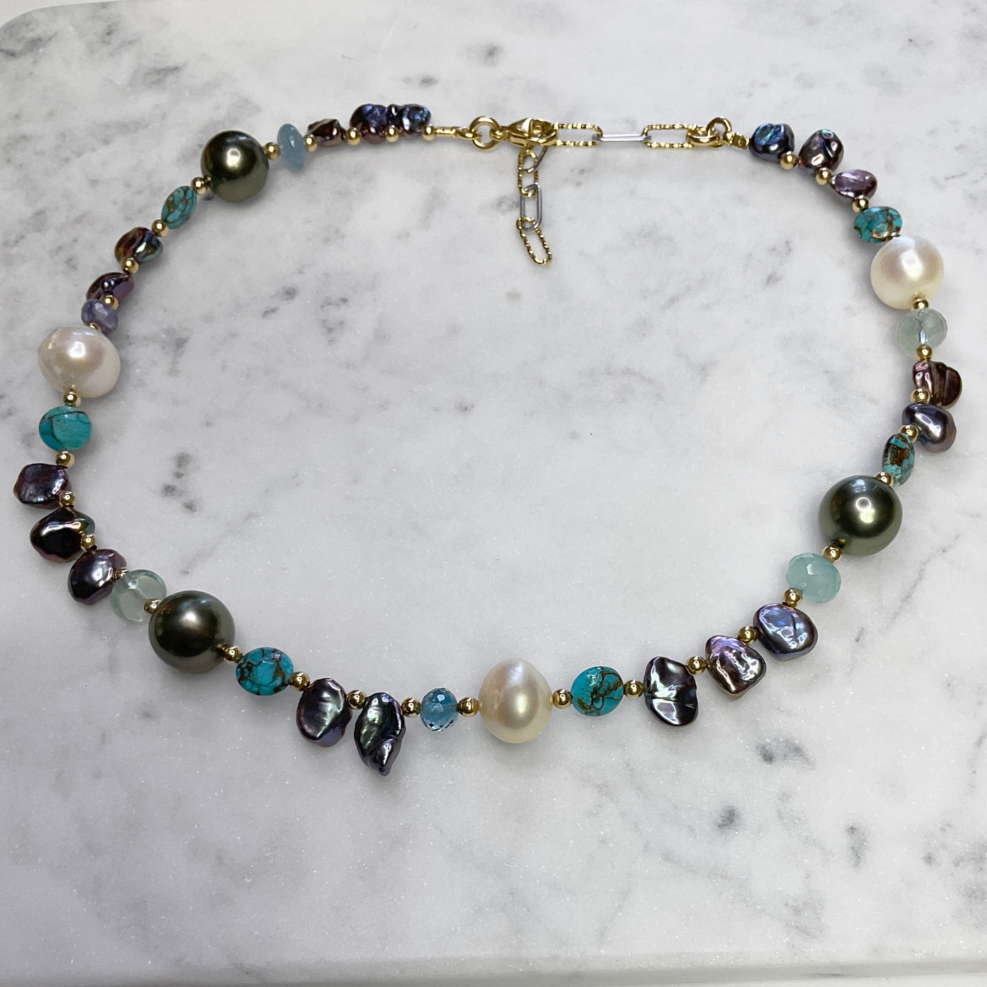 Keishi Peacock Pearl & Multi-Gemstone Necklace