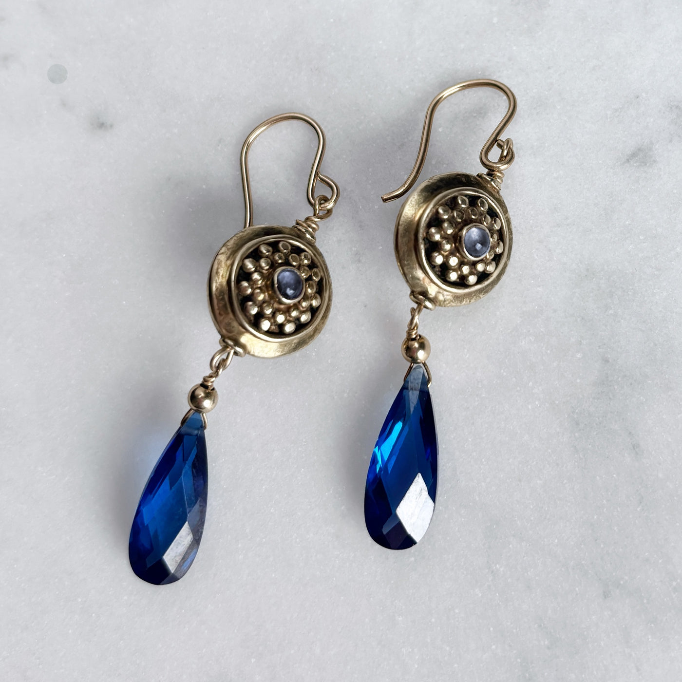 Sapphire CZ Teardrop Earrings