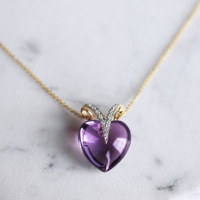 Amethyst & Diamond Heart Necklace