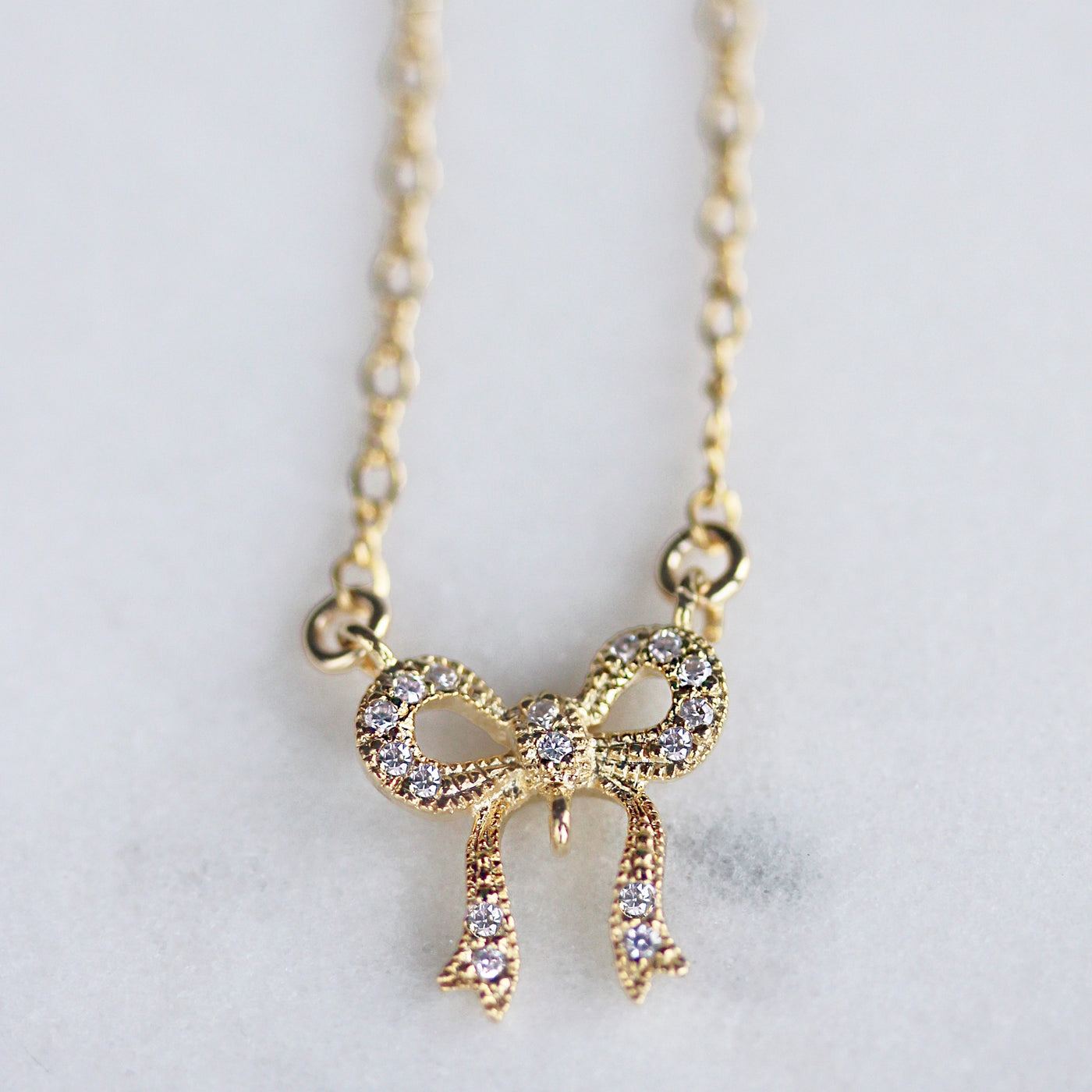 Crystal Pavé  Bow Necklace