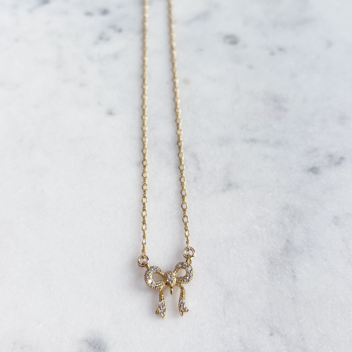 Crystal Pavé  Bow Necklace