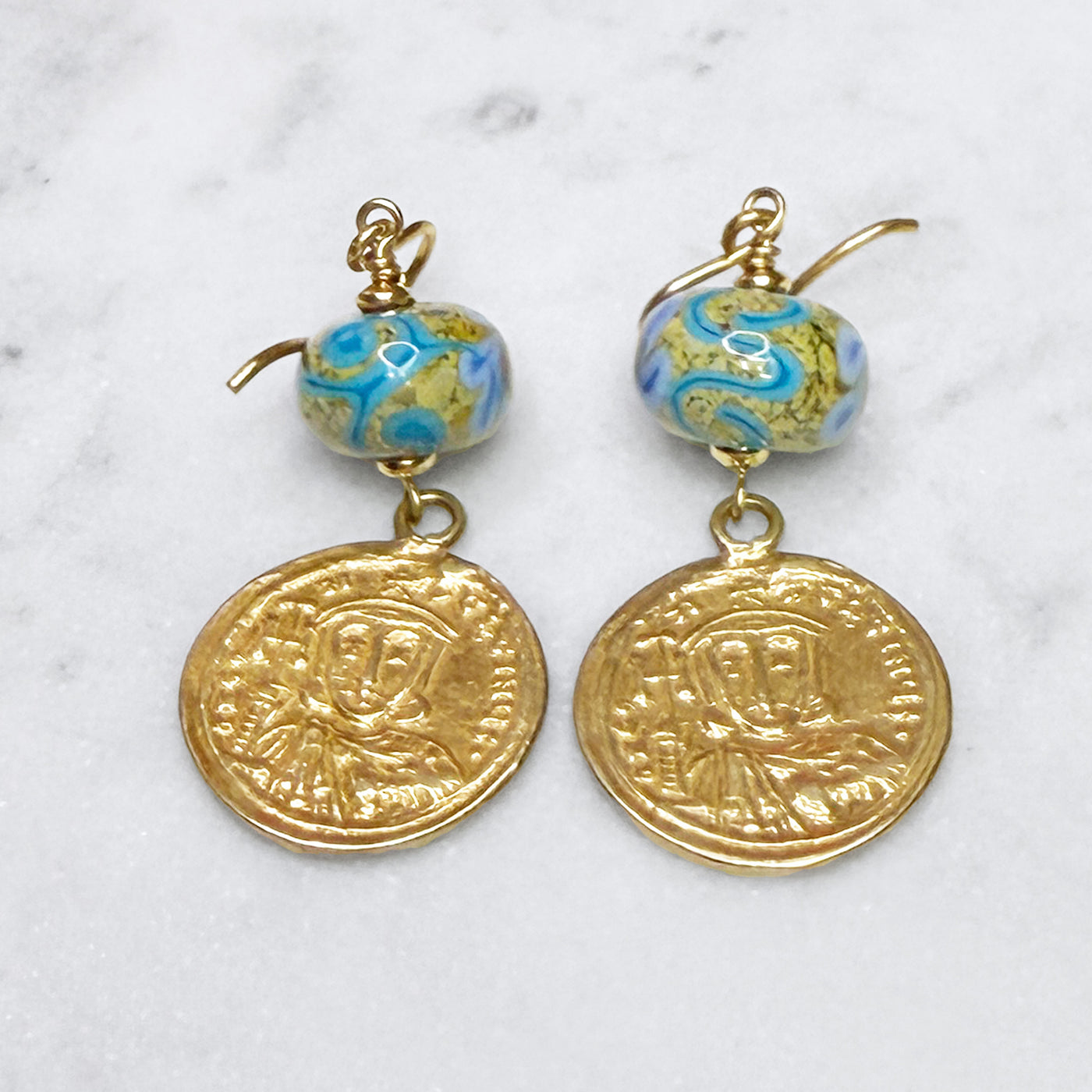 Lampwork & Coin Earrings