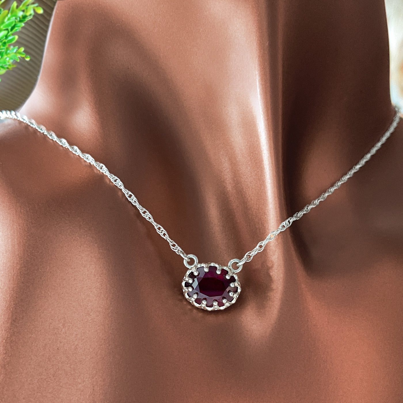 East/West Oval Ruby Necklace