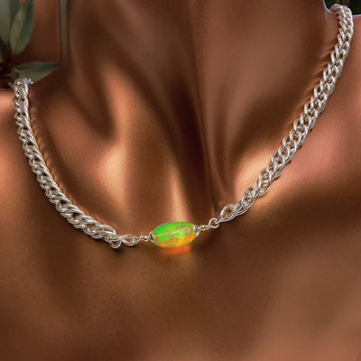 Ethiopian Opal & Freshwater Pearl Necklace