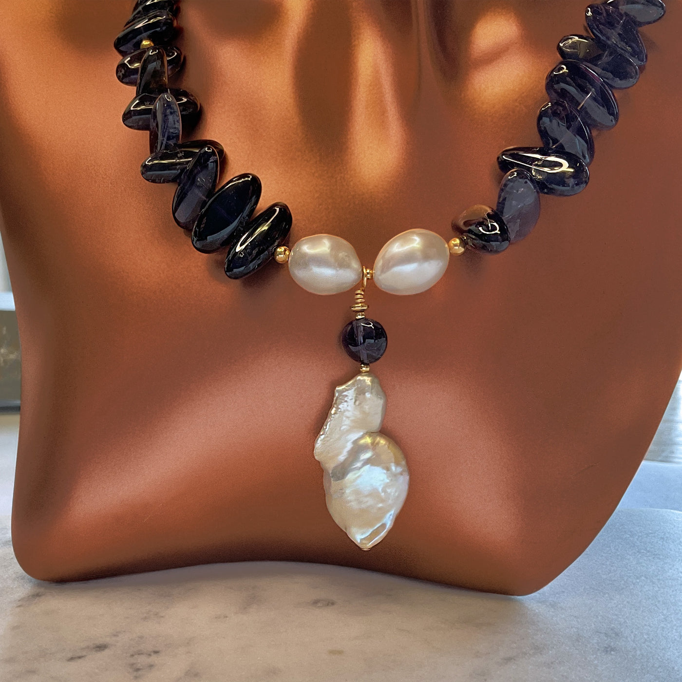 Iolite & Freshwater Pearl Necklace