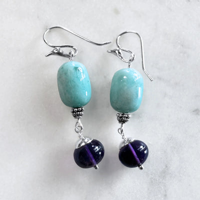 Amazonite & Amethyst Earrings