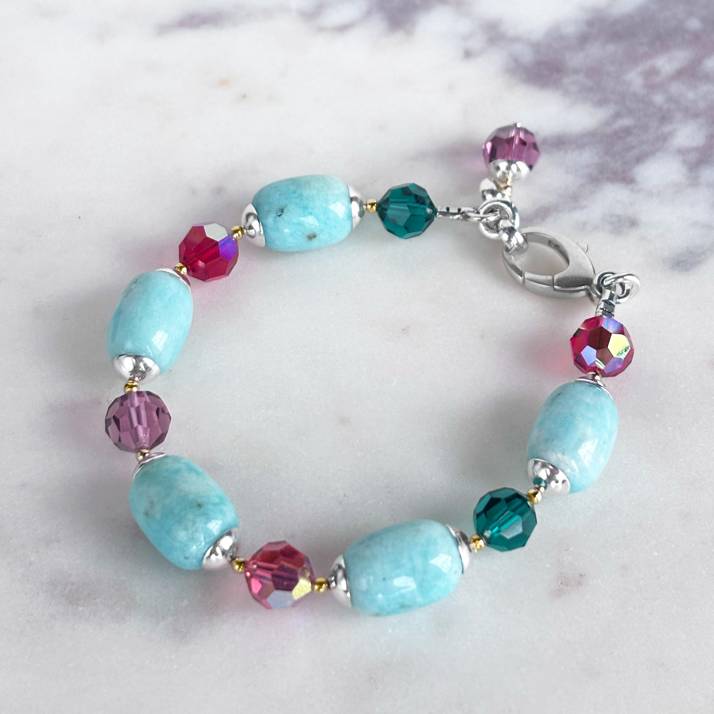 Amazonite & Swarovski Crystal Bracelet