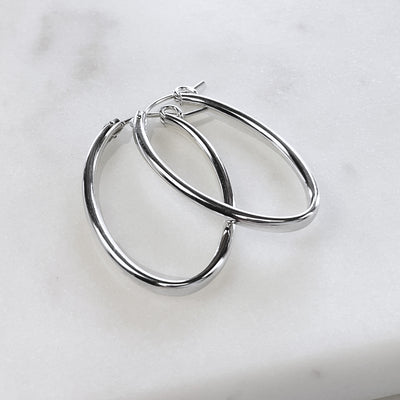 Sterling Silver Oval Hoops