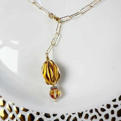 Carambola 18kt Vermeil & Montana Crystal Lariat Necklace