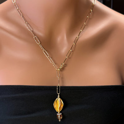 Carambola 18kt Vermeil & Montana Crystal Lariat Necklace