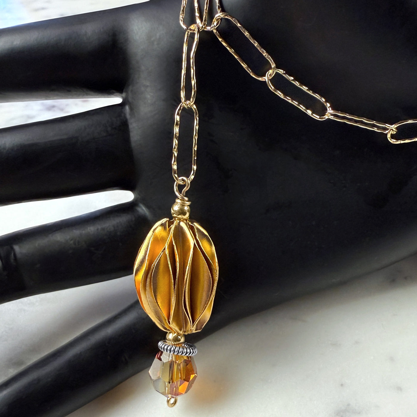 Carambola 18kt Vermeil & Montana Crystal Lariat Necklace