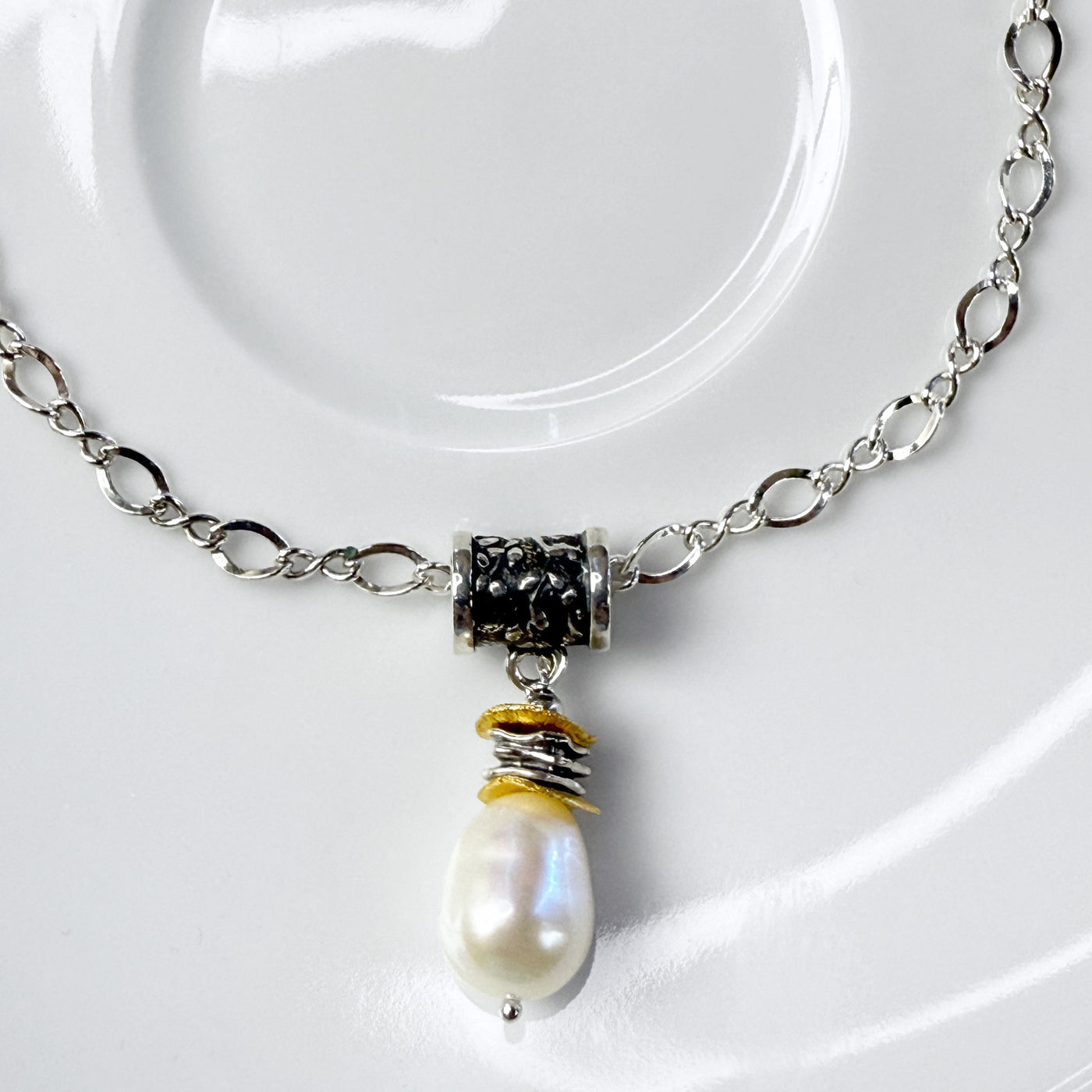 Freshwater Pearl & Floral Bali Necklace