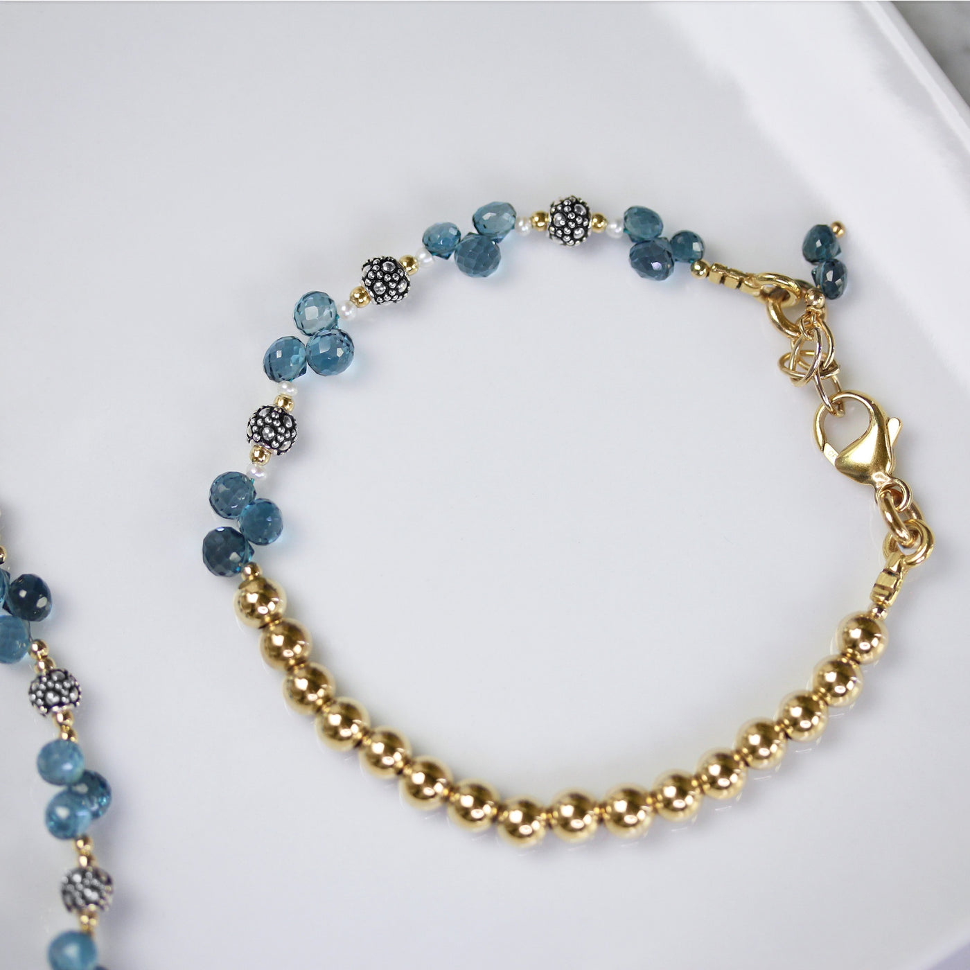 London Blue Topaz Onion Briolettes, 14ktgf Bracelet