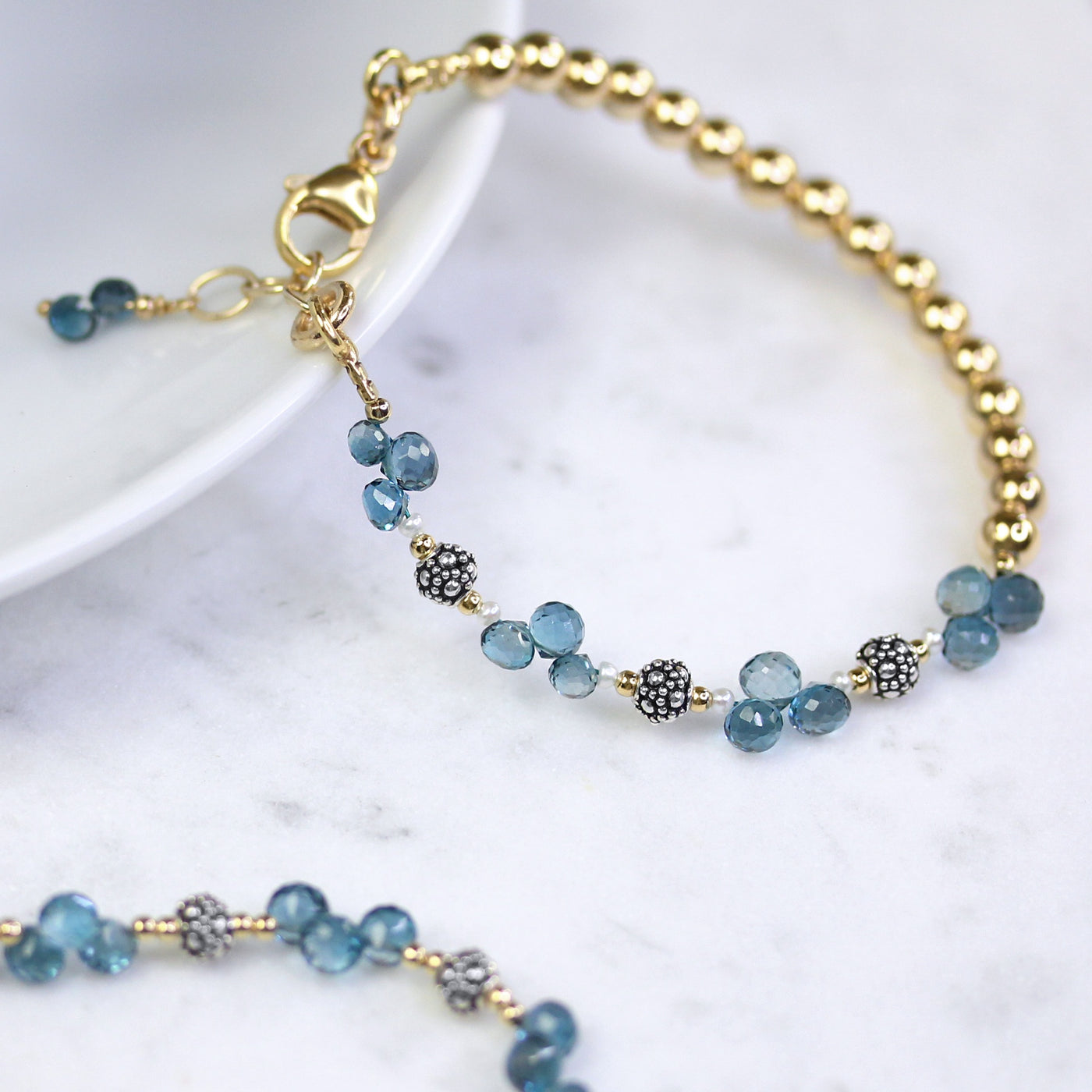 London Blue Topaz Onion Briolettes, 14ktgf Bracelet