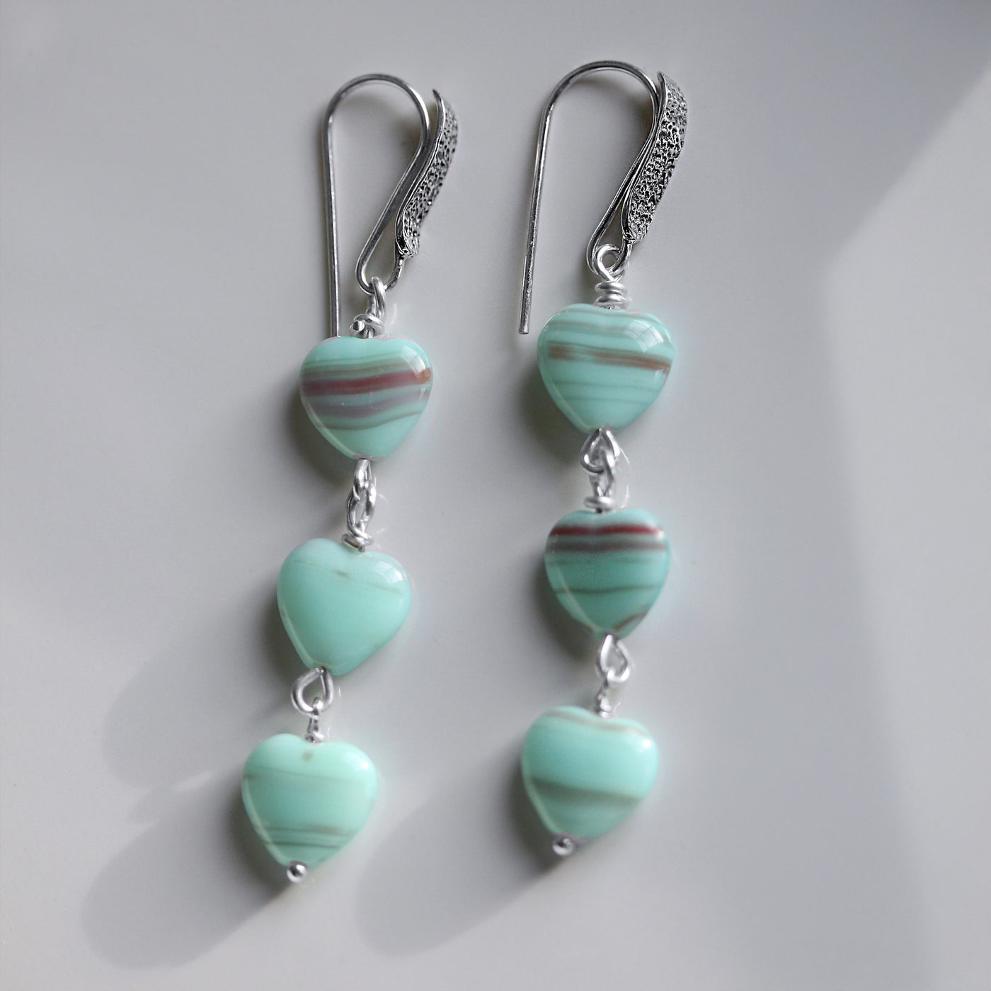 Czech Glass Heart Earrings