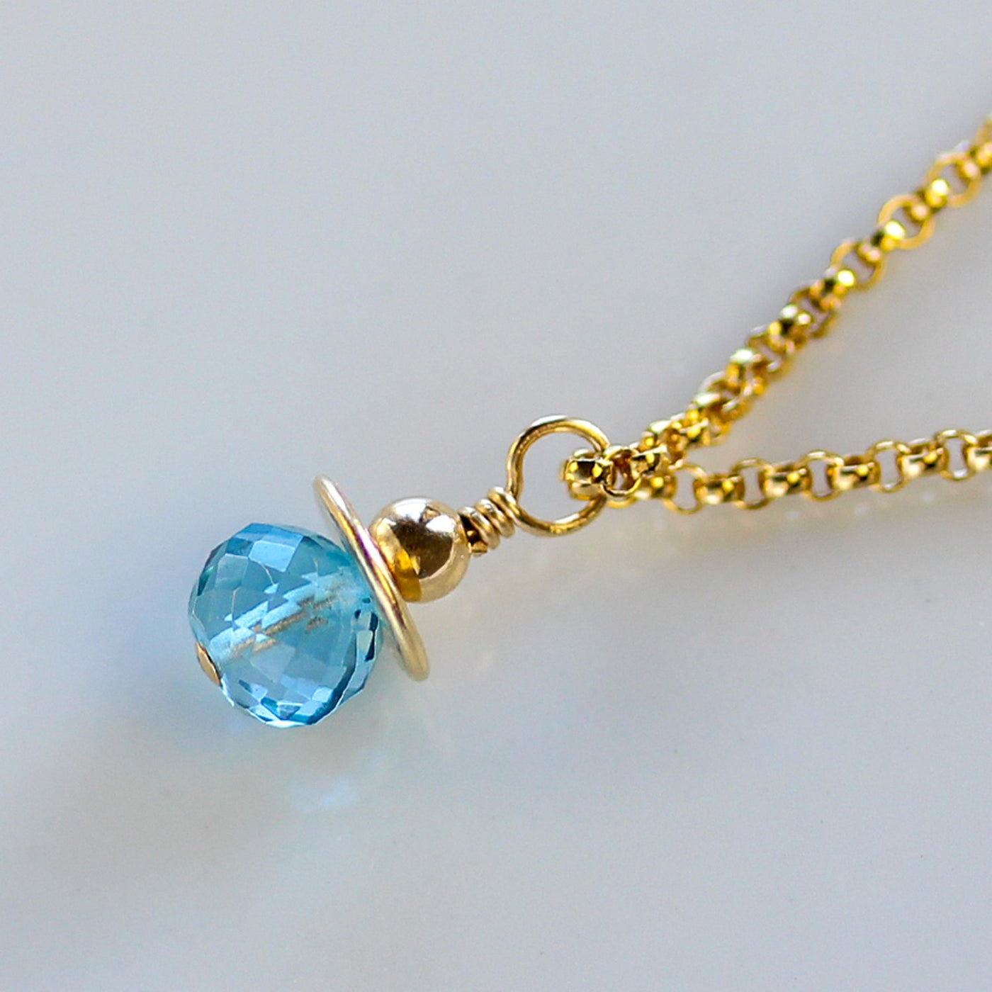 Genuine Birthstone Necklace December - Blue Topaz